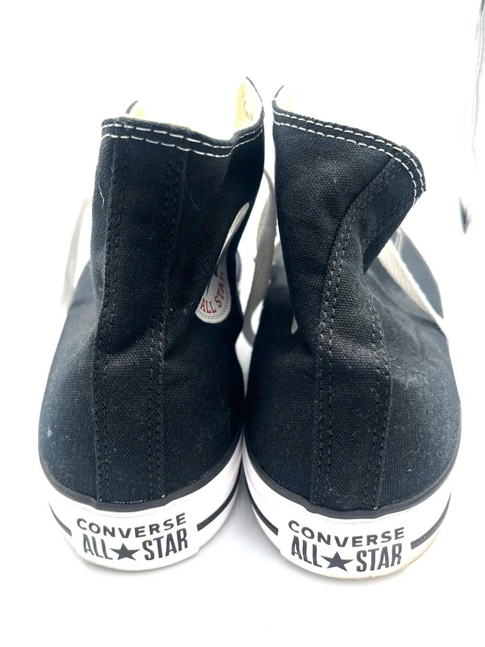 Converse All Star High Top Sneakers - Black & White with Blue Star Chuck Taylor - Picture 8 of 8